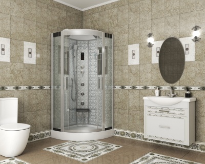 Душевая кабина Niagara Lux NG-7715W (90x90х215) низкий поддон(15см),дверь раздвижная,стенки серебро,4 места 