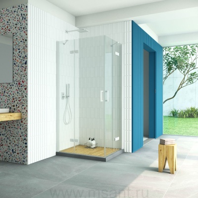 Душевой уголок Vegas Glass AFA-F Retta 100*80 01 01 L профиль белый стекло прозрачное