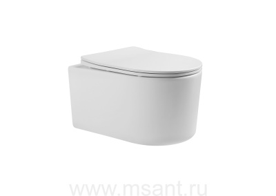 Унитаз-компакт подвесной безободковый AQUATEK МИЯ AQ2004-00 490*370*340 мм, горизонтальный выпуск, тонкое сиденье с механизмом плавного закрывания, крепеж 