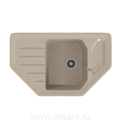 Мойкa MIXLINE ML-GMS17 СТАНДАРТ угловая с крылом, песочный (302), 780*485*190мм