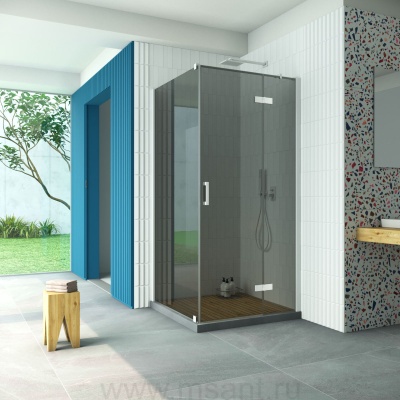 Душевой уголок Vegas Glass AFP-Fis Retta 120*70 01 07 R профиль белый стекло графит