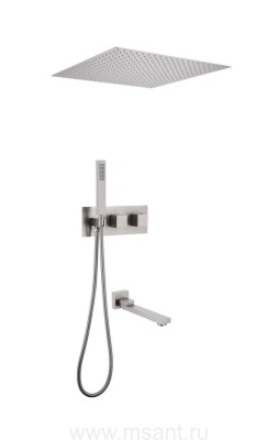 Душевая система ABBER Daheim AF8254SP скрытого монтажа с изливом, термостат, сатин