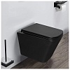 Унитаз подвесной Azario Teramo 490х345х355 (квадратный) безободковый с системой антивсплеск (Торнадо) сиденье микролифт, черный матовый