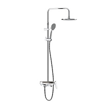 Душевая система Damixa Jupiter 977730000 со смесителем полкой: верхний душ, ручной душ., штанга варио, хром