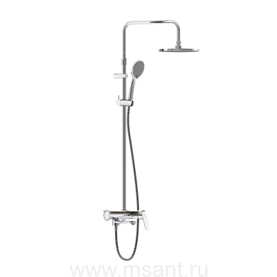 Душевая система Damixa Jupiter 977730000 со смесителем полкой: верхний душ, ручной душ., штанга варио, хром