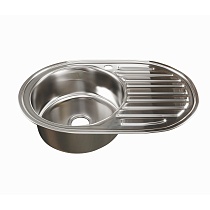 Мойка овал 77х50 (0,6) лев вып 3 1/2 MIXLINE 16см с сифоном