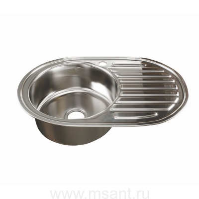Мойка овал 77х50 (0,6) лев вып 3 1/2 MIXLINE 16см с сифоном