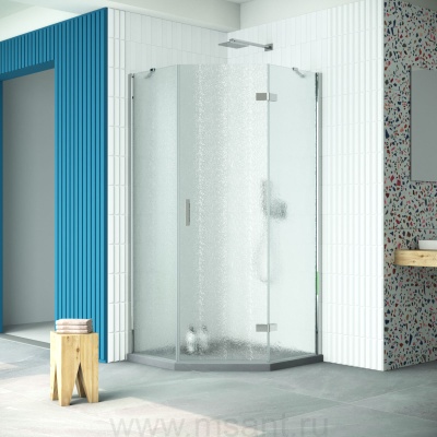 Душевой уголок Vegas Glass AFA-Pen Retta 100 08 02 R профиль глянцевый хром стекло шиншилла