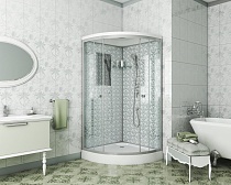 Душевая кабина Niagara Lux NG-7702W (100x100х210) низкий поддон(15см),дверь раздвижная,стенки серебро,3 места