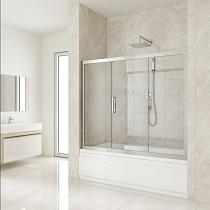 Шторка на ванну Kubele DE019P3-CLN-CH 170х150 см, профиль хром