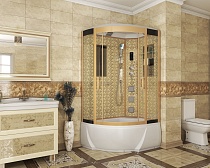 Душевая кабина Niagara Lux NG-7712GR (80x120х215) высокий поддон(38см),дверь раздвижная,стенки золото,4 места