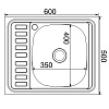 Мойка 60х50 (0,6) прав вып 3 1/2 MIXLINE 16см с сифоном