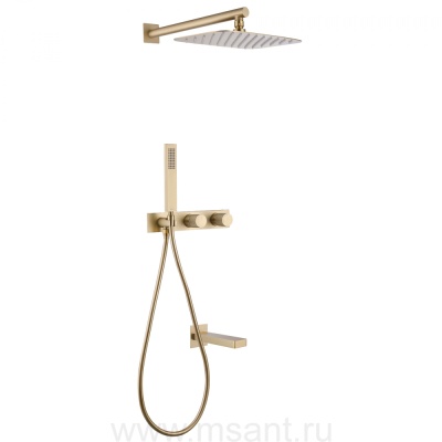 Душевая система ABBER Rund AF8717G скрытого монтажа с изливом, золотое матовое