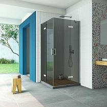 Душевой уголок Vegas Glass AFA Retta 90 07 07 профиль матовый хром стекло графит