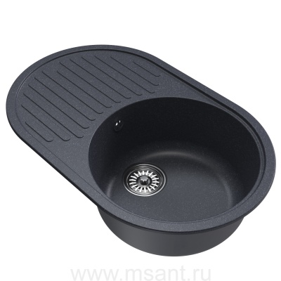 Мойкa MIXLINE ML-GM16 овальная с крылом, антрацит (343), 730*460*180мм