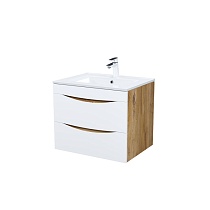 Тумба с умывальником, подвесная, 60 см, белая/золотистый дуб, Cloud, IDDIS, CLO60Y0i95K подходит ум. 0136000i28