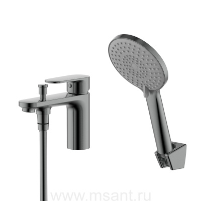 Смеситель Aquatek AQ1844BGM НИКА врезной на борт ванны на 1 отв., оружейная сталь