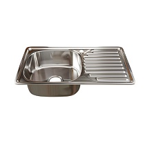 Мойка врез 76х42 (0,8) лев вып 3 1/2 MIXLINE 18см с сифоном