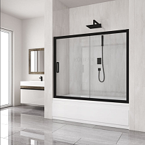 Шторка на ванну Kubele DE019P2-CLN-BLMT 150х150 см, профиль матовый черный