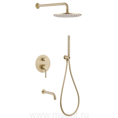 Душевая система ABBER Wasser Kreis AF8117G скрытого монтажа с изливом, золото матовое