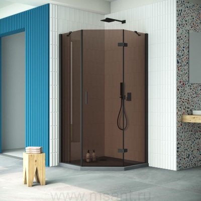 Душевой уголок Vegas Glass AFA-Pen Retta 100 02М 05 R профиль черный матовый стекло бронза