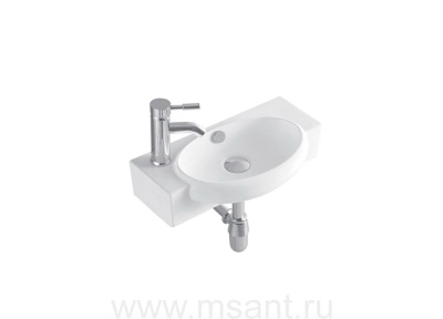 Раковина подвесная угловая AQUATEK AQ5329-00 510*275*130 мм , смеситель слева