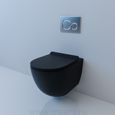 Унитаз подвесной FORTEX (Matt Black). Размер: 555х370х370