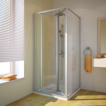 Душевой уголок GuteWetter Practic Square GK-404 левая 95x95 см стекло бесцветное, профиль матовый хром