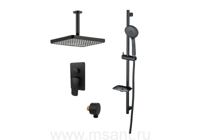Комплект для душа Aquatek Вега AQ1075MB 4 в 1 AQ1046MB+AQ2071MB+AQ2454MB+AQ2011MB, матовый черный