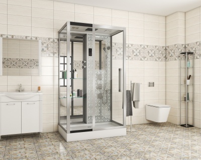 Душевая кабина Niagara Lux NG-7713WL (82x120х215) низкий поддон(15см),дверь раздвижная,стенки серебро,5 мест 