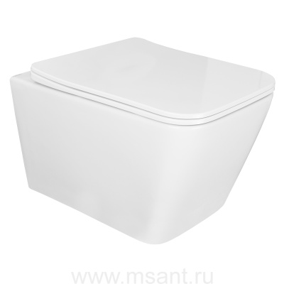 Унитаз подвесной Azario Boca 370х520х360 безободковый, с быстросъемным сиденьем микролифт