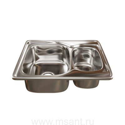 Мойка врез 70х50 (0,8) 2-х чаш вып 3 1/2 MIXLINE 18см с сифоном