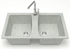 Кухонная мойка AZARIO Elmas 780х500х190 двойная, искусственный мрамор, цвет светло серый (CS00078335)