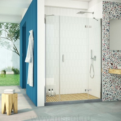 Дверь в душевой проем Vegas Glass AFP-F Retta 140 08 crystalvision R профиль глянцевый хром стекло crystalvision