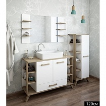 Тумба Sanflor Ингрид 120 (Шв/Б) Умывальник Олимпия 56