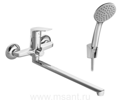 Смеситель Santek Кант для ванны-душа длинный излив, с аксессуарами, хром WH5A12002C001