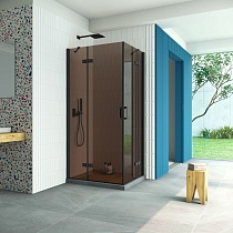 Душевой уголок Vegas Glass AFA-F Retta 100*90 02М 05 L профиль черный матовый стекло бронза