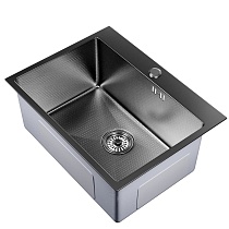 Мойка настол.монтаж 60х45 (3,0) вып 3 1/2 MIXLINE PRO 22см с сифоном (черный графит НАНО)