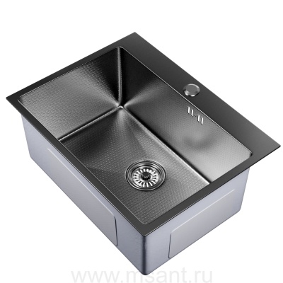 Мойка настол.монтаж 60х45 (3,0) вып 3 1/2 MIXLINE PRO 22см с сифоном (черный графит НАНО)