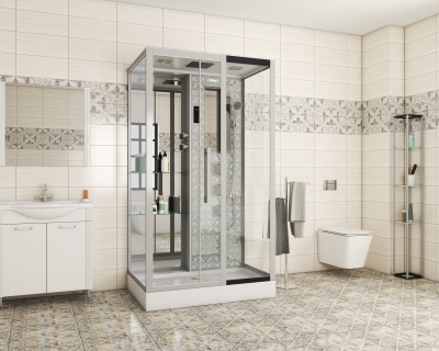 Душевая кабина Niagara Lux NG-7713WR (82x120х215) низкий поддон(15см),дверь раздвижная,стенки серебро,5 мест 