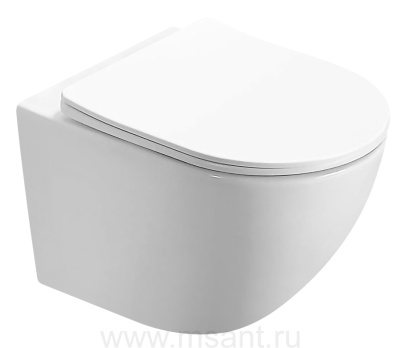 Унитаз подвесной AZARIO MORANO 370х370х500 безободковый, в комплекте с сиденьем микролифт, белый