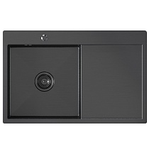 Мойка настол.монтаж 78х50 (3,0) лев. вып 3 1/2 MIXLINE PRO 20см с сифоном (черный графит)
