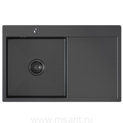 Мойка настол.монтаж 78х50 (3,0) лев. вып 3 1/2 MIXLINE PRO 20см с сифоном (черный графит)