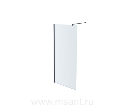 AQUATEK AQ WIW 10020BL Душевая перегородка Walk in с держателем 1000x2000 профиль черный, стекло прозрачное