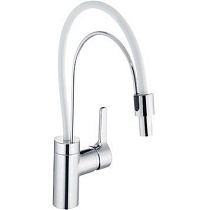 Однорычажный смеситель для кухни KLUDI BINGO STAR белый выдвижной излив