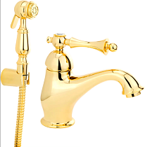 Смеситель Migliore Bomond 26887 для раковины с гигиеническим душем, золото