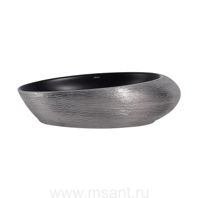 Раковина накладная ABBER Bequem AC2107BS черная матовая с серебром