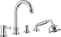 Смеситель на борт ванны с выдвижным душем и переключателем CEZARES OLIMP-BVDM