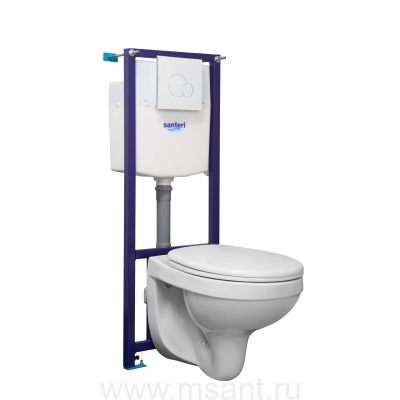 Унитаз подвесной с инсталляцией Santeri Альфа Комфорт ПЭК 1.3816.4.S00.00B.2 с горизонтальным выпуском (белый бачок)