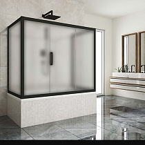 Шторка на ванну Kubele DE019P3U-MAT-BLMT 170х75 см, профиль матовый черный